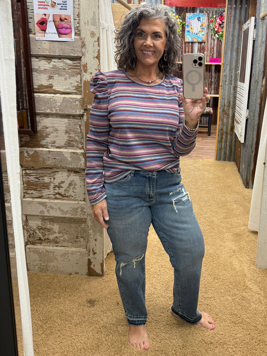 Mocha/Purple Knit Top