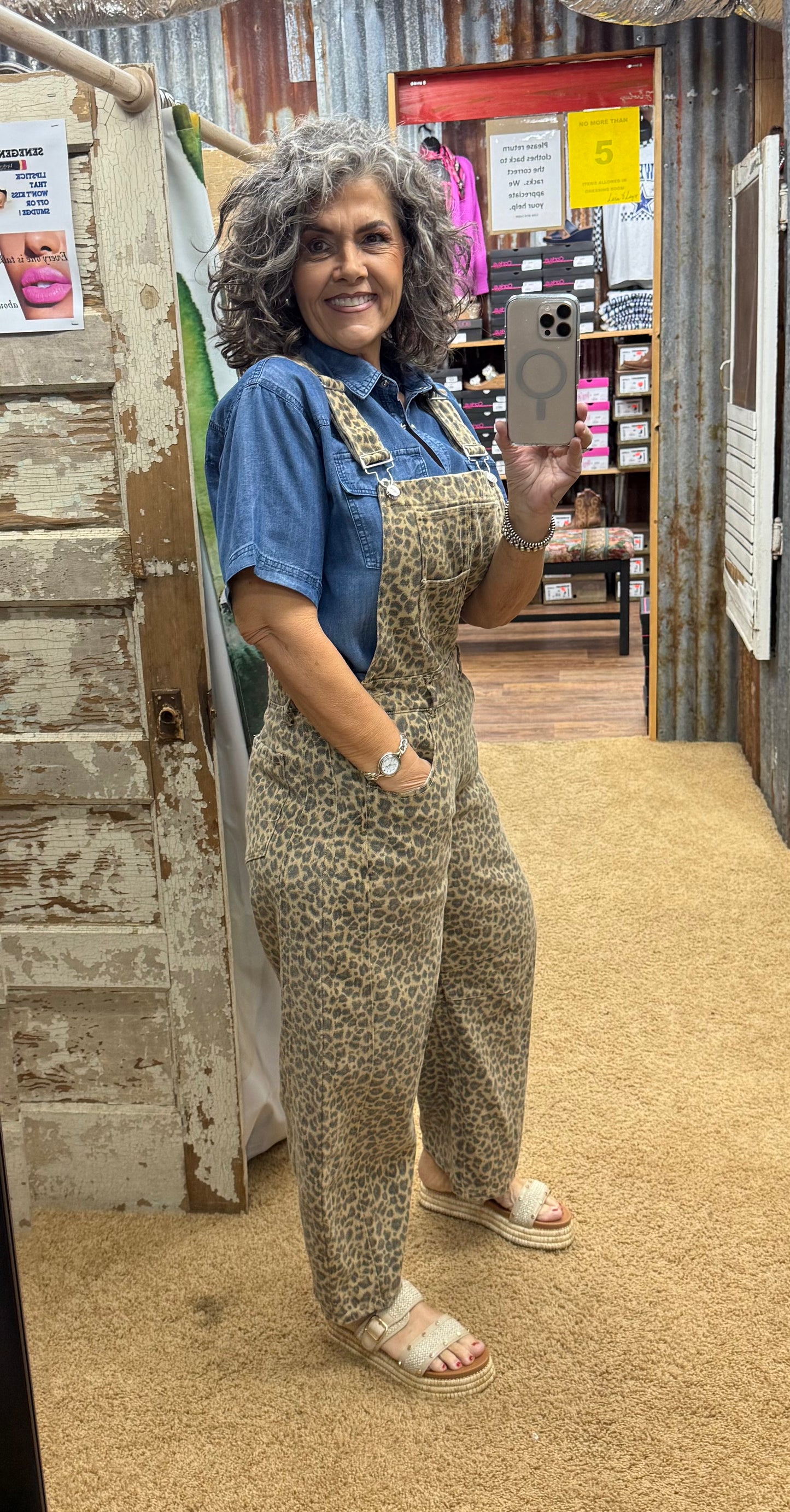 Leopard Barrel Overalls