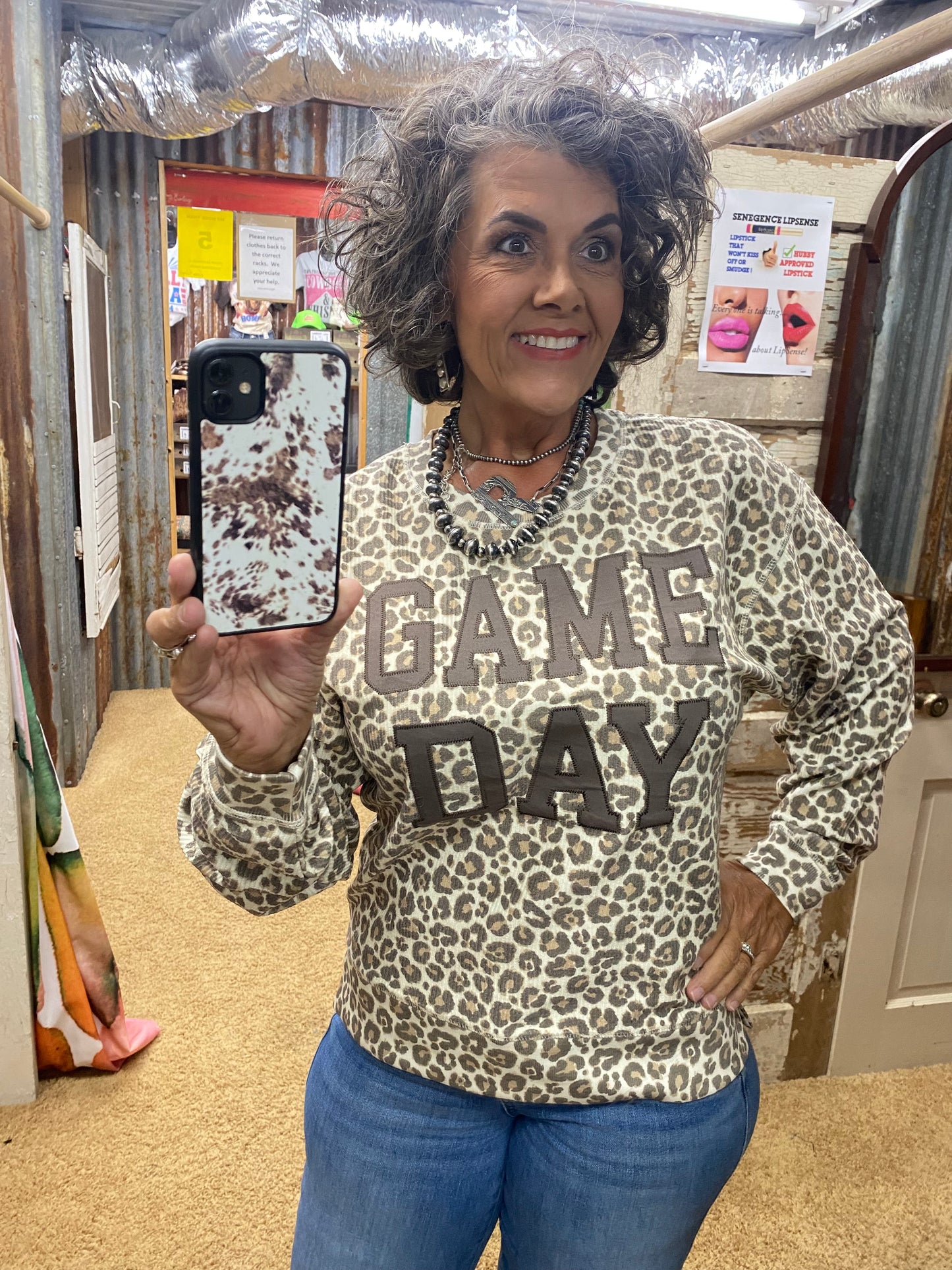 Leopard🏈Game Day Ribbed L/S Sweatshirt