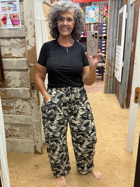 Camo Terry Barrel Pants