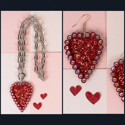 Glitter Heart Necklace Set