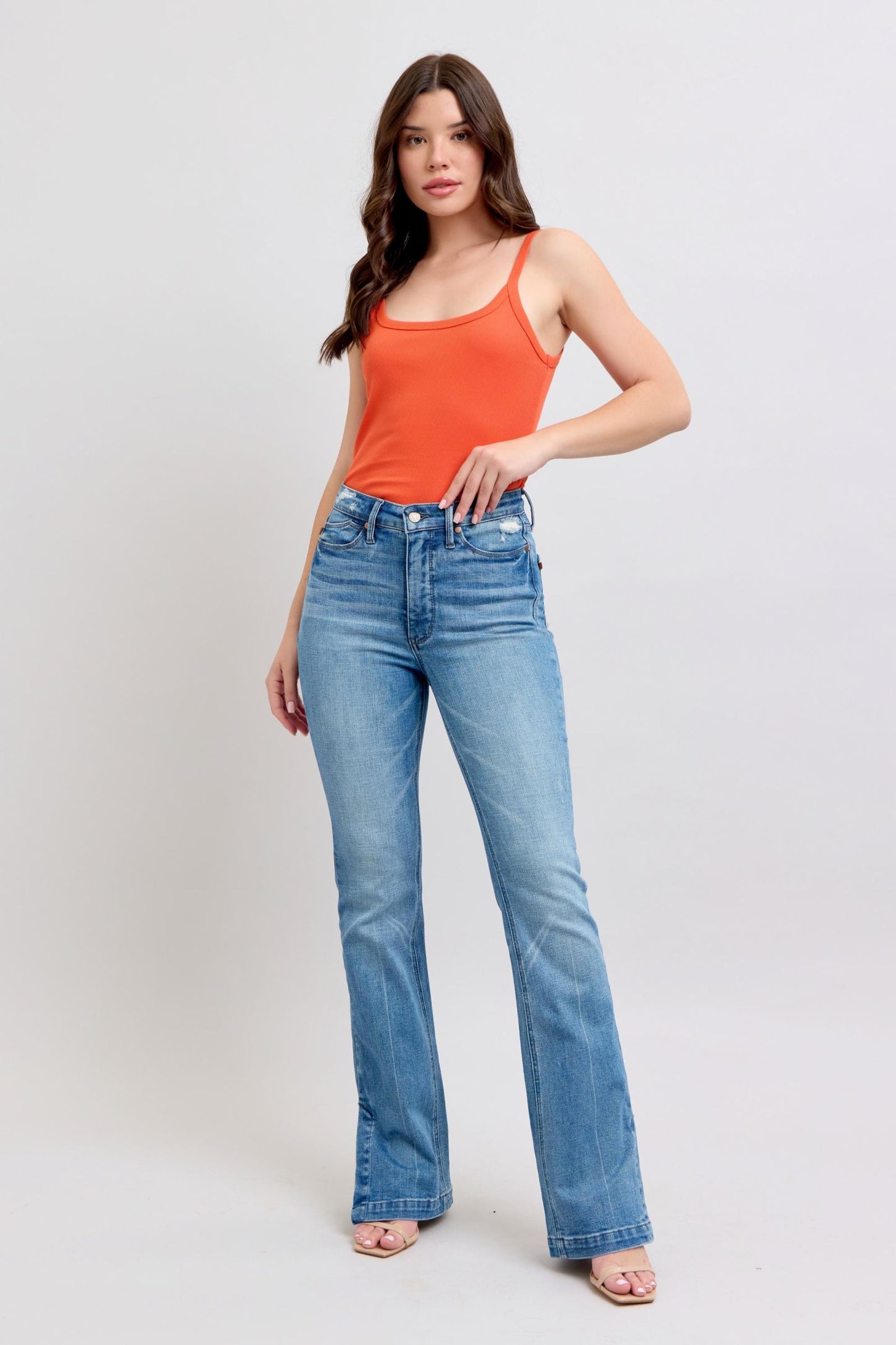 Judy Blue High Waist Tummy Control Side Slit Slim Bootcut Jeans 88930