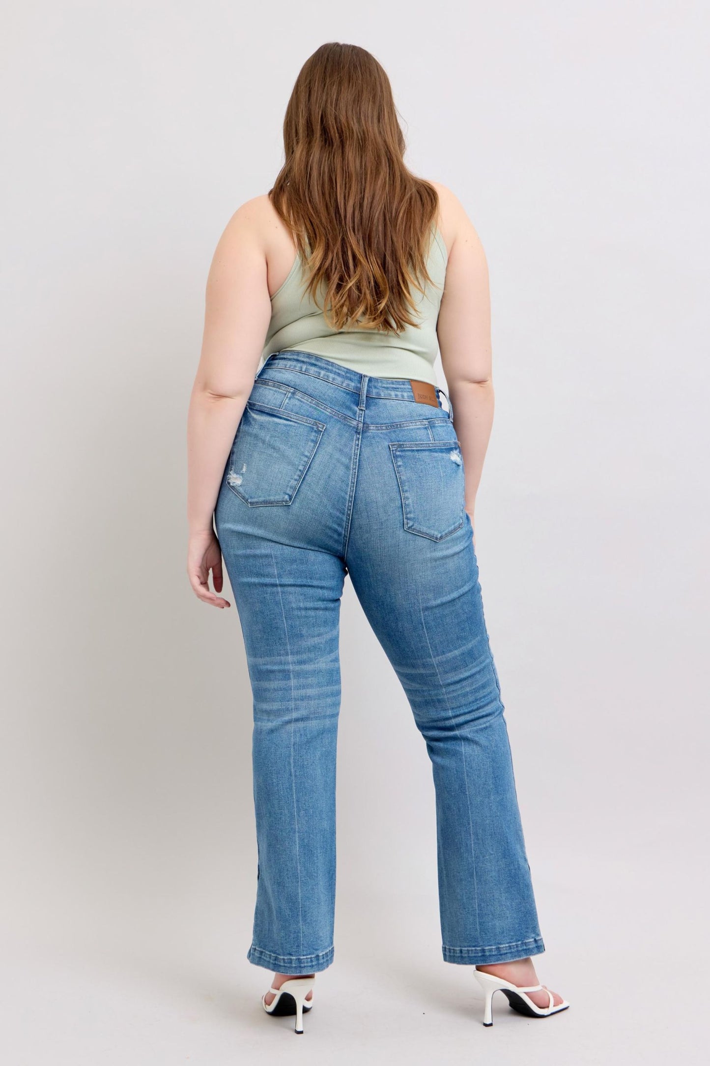 Judy Blue High Waist Tummy Control Side Slit Slim Bootcut Jeans 88930