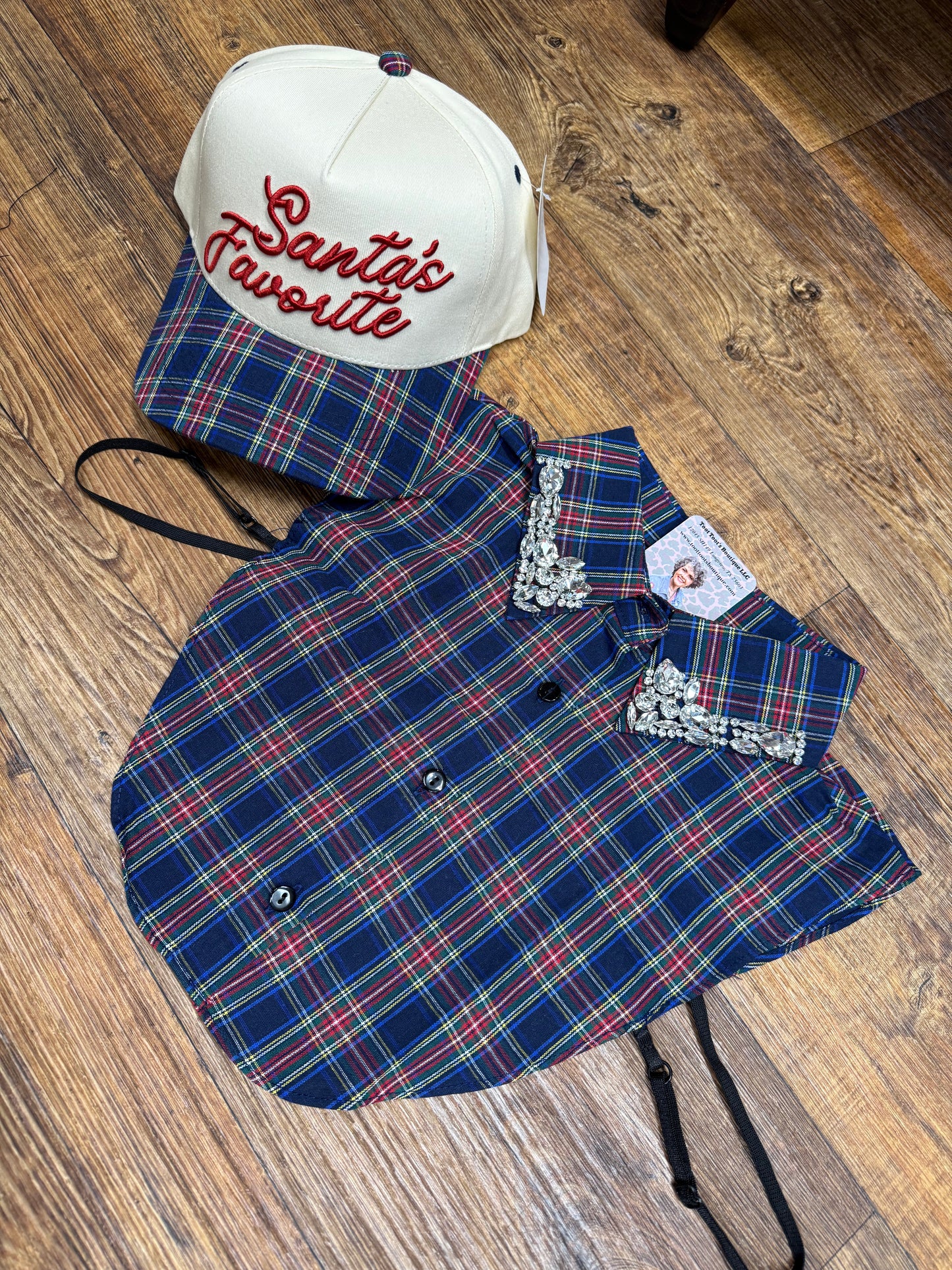 Jeweled Navy Christmas Collar