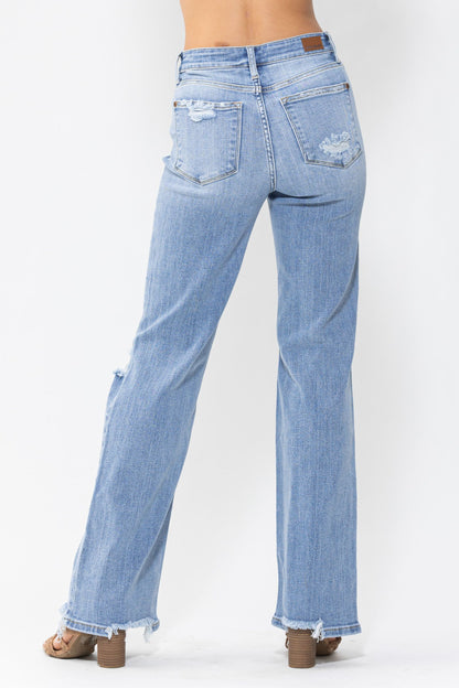 Sale* JUDY BLUE HIGH WAIST KNEE DESTROY 90'S STRAIGHT 82502