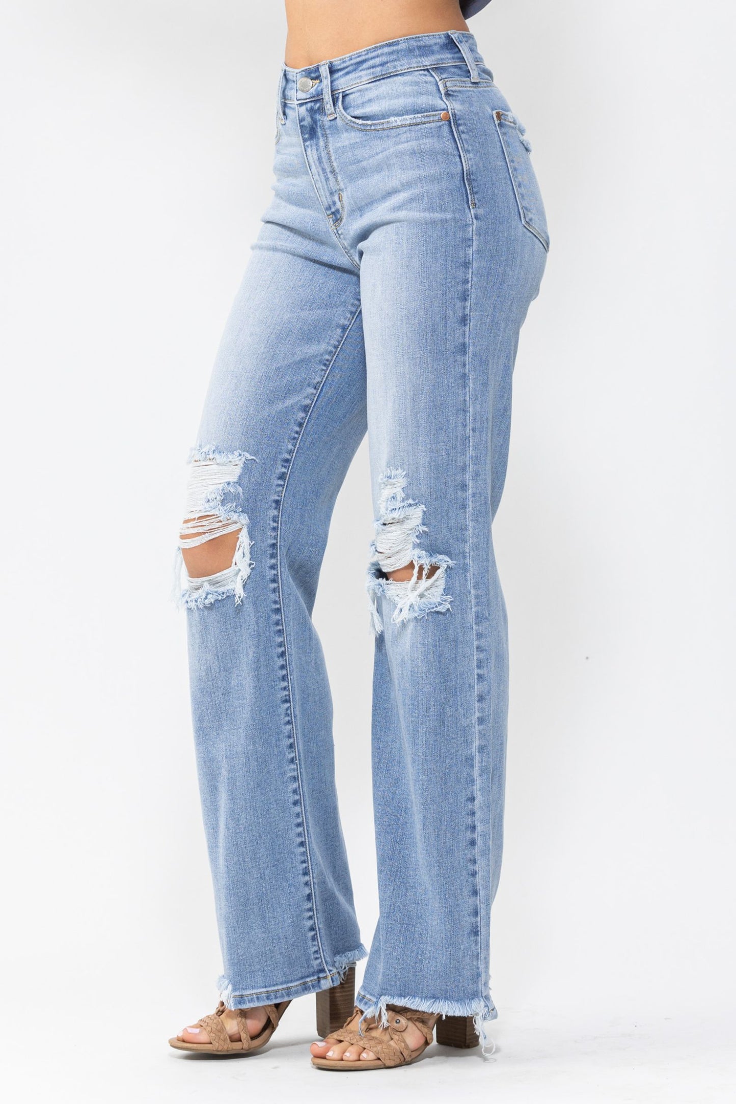 Sale* JUDY BLUE HIGH WAIST KNEE DESTROY 90'S STRAIGHT 82502