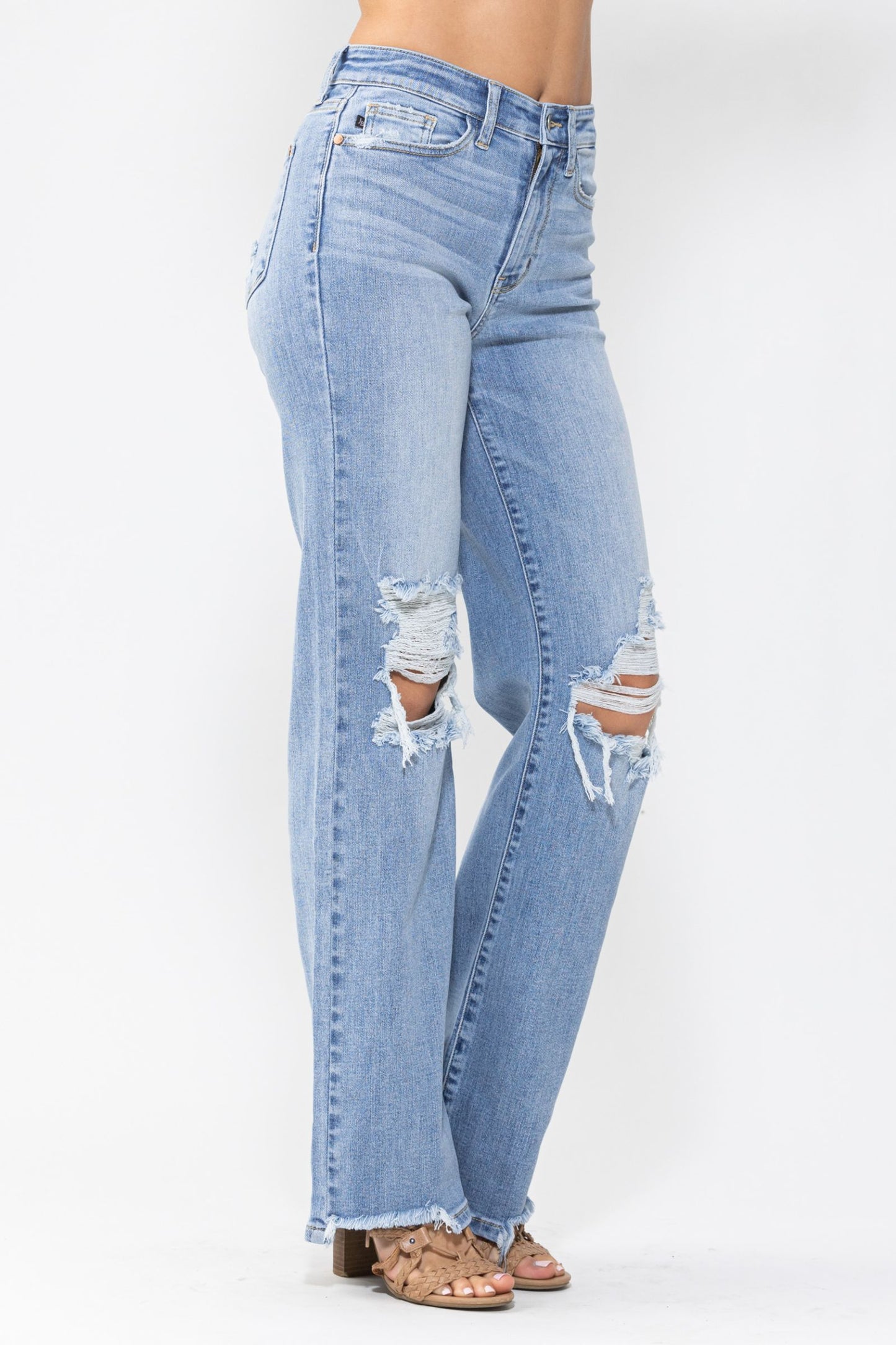 Sale* JUDY BLUE HIGH WAIST KNEE DESTROY 90'S STRAIGHT 82502