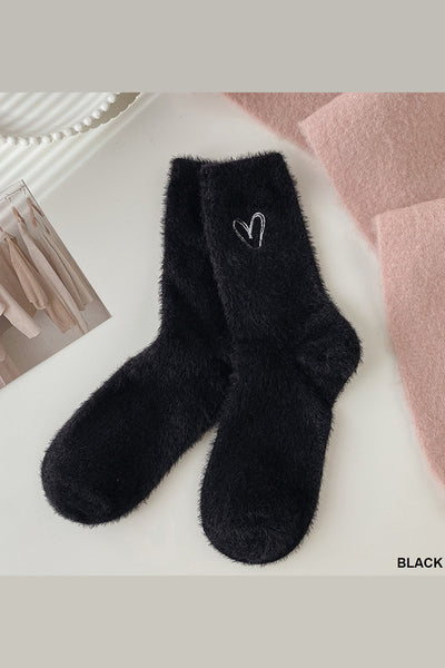 HEART EMBROIDERY WARM SOCKS