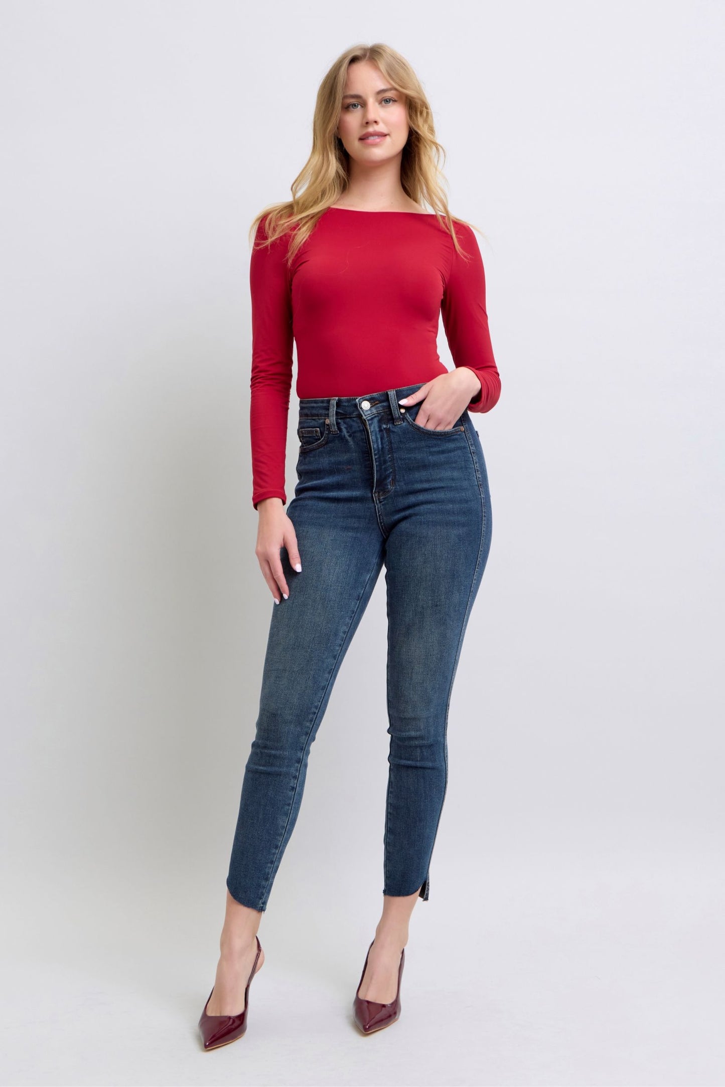 Judy Blue High Waist Tummy Control Step Hem Skinny Jeans 88913