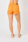 Judy Blue Orange Mid-Rise Garment Dyed Fray Hem Shorts 150288