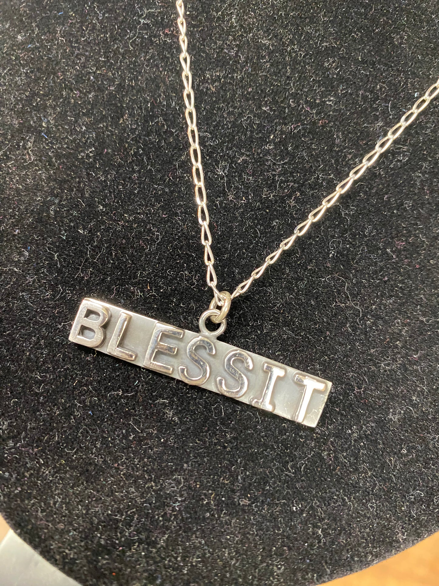 BOHO SOL "BLESS IT" Silver Bar 16" Necklace T356