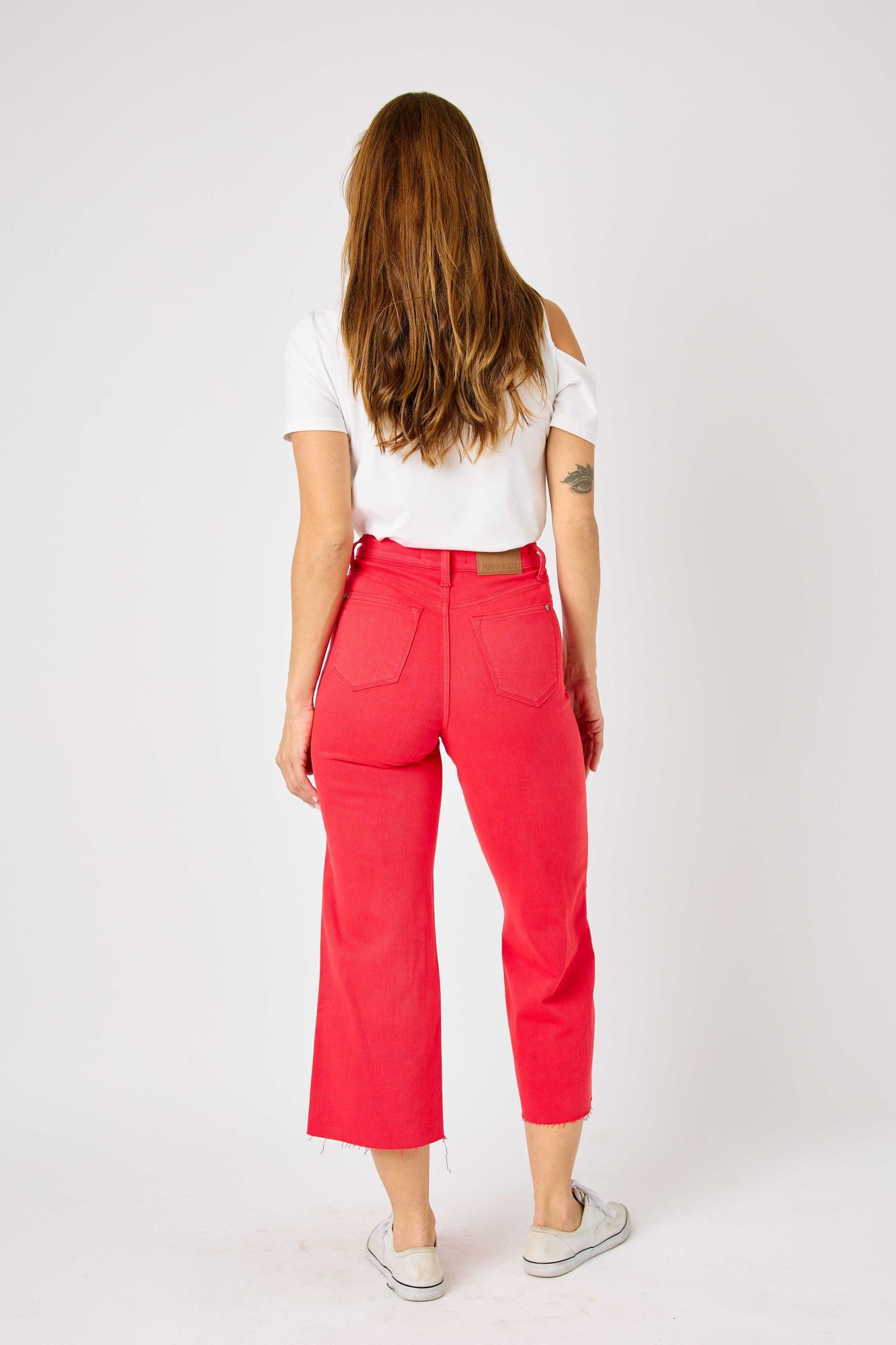SALE* Judy Blue RED H/W Garment Dyed Tummy Control Crop Wide 88838