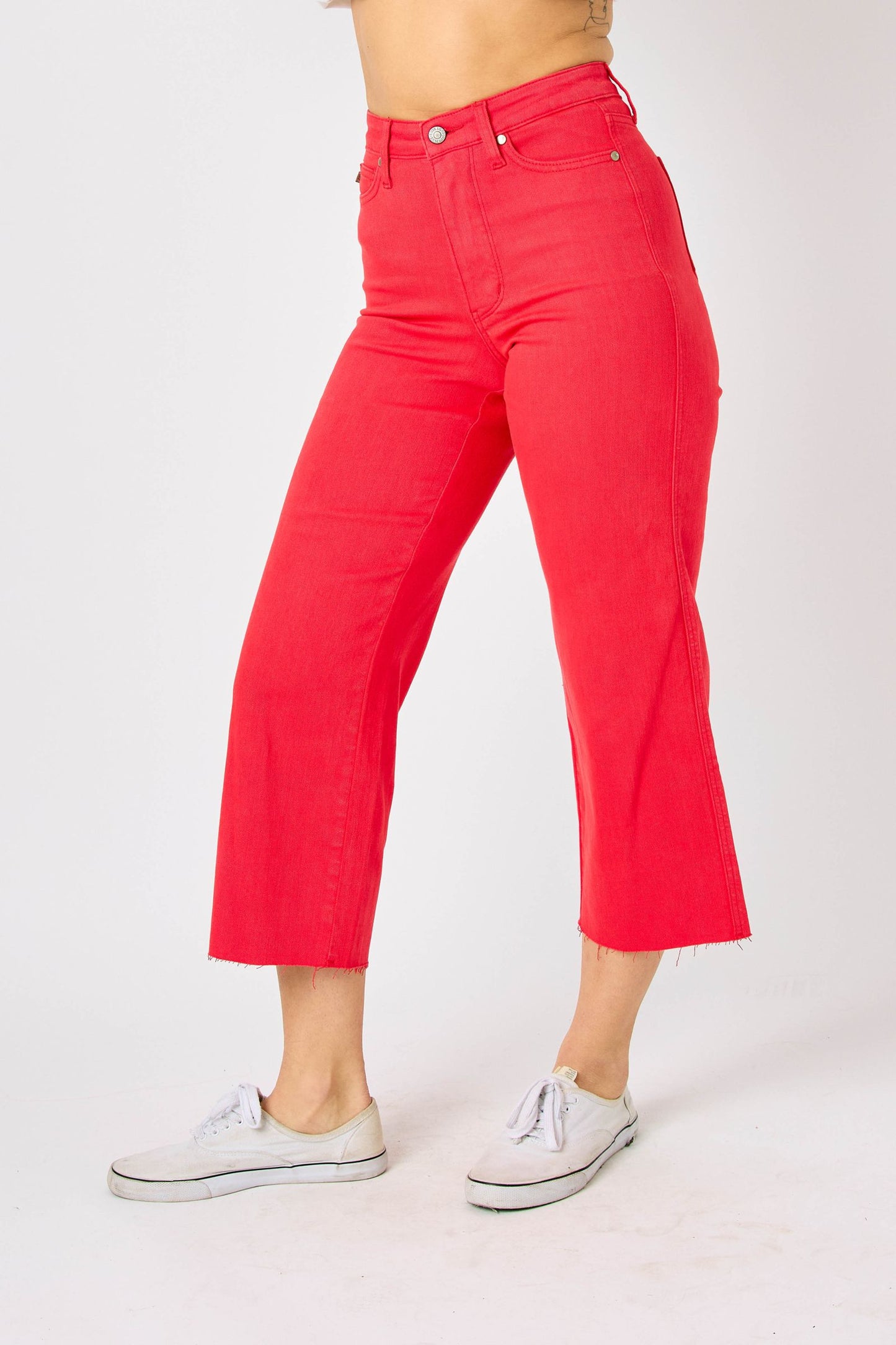 SALE* Judy Blue RED H/W Garment Dyed Tummy Control Crop Wide 88838