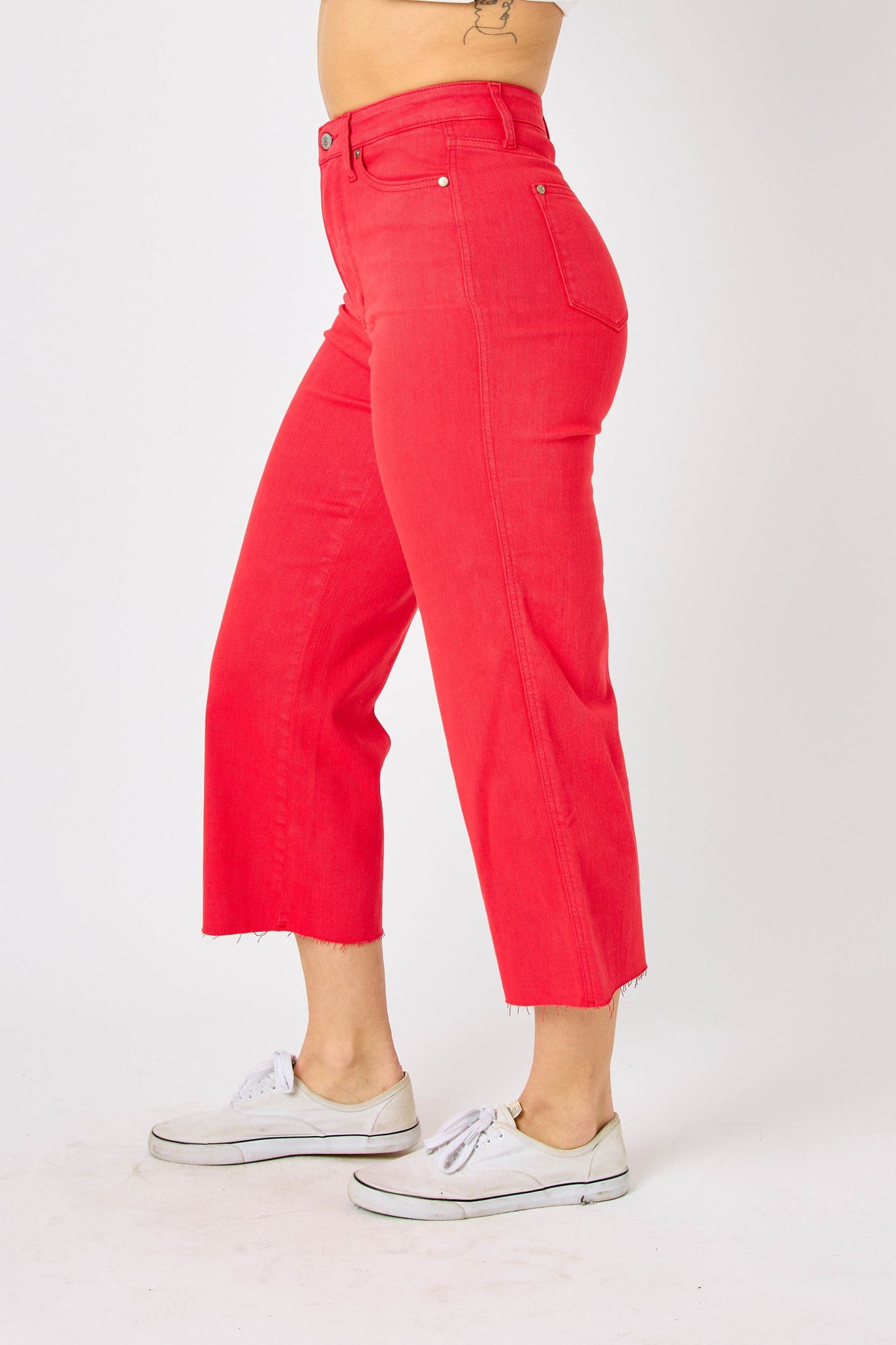 SALE* Judy Blue RED H/W Garment Dyed Tummy Control Crop Wide 88838