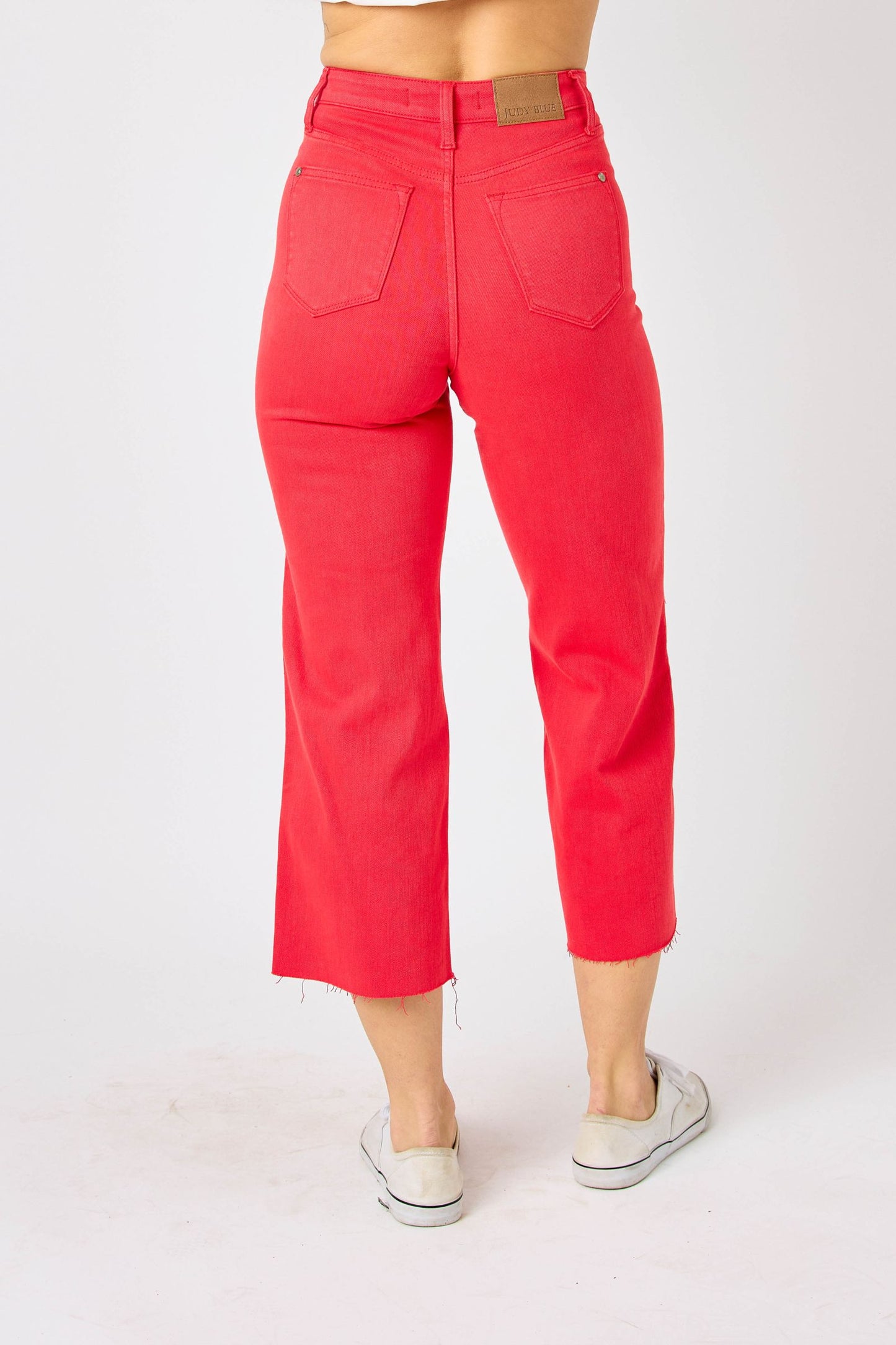 SALE* Judy Blue RED H/W Garment Dyed Tummy Control Crop Wide 88838