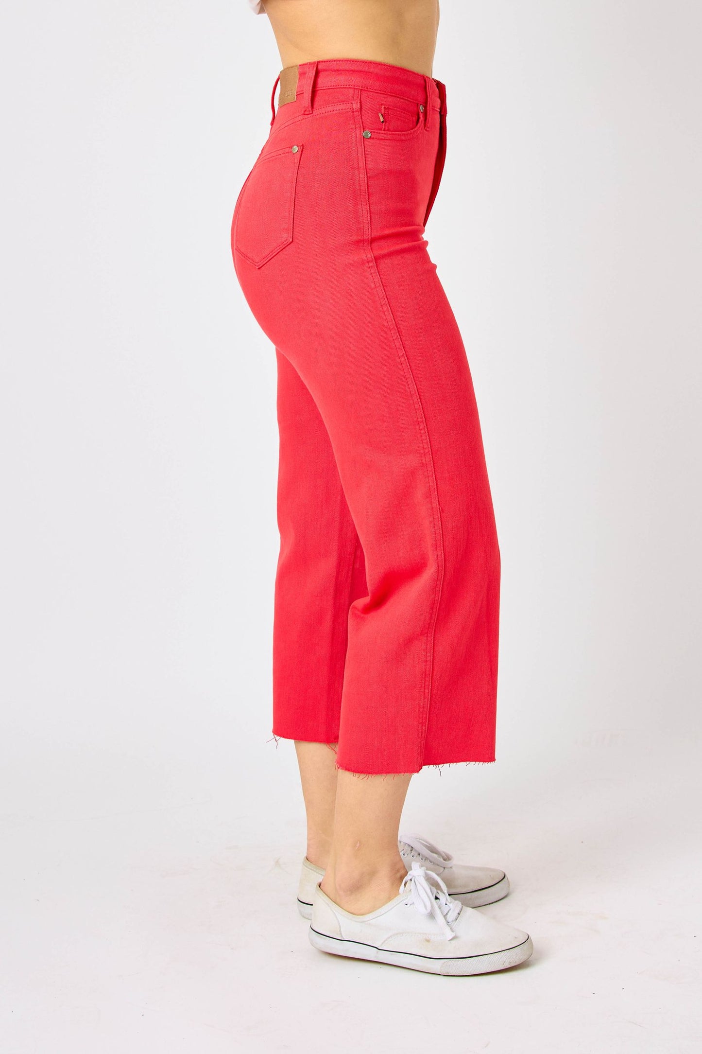 SALE* Judy Blue RED H/W Garment Dyed Tummy Control Crop Wide 88838