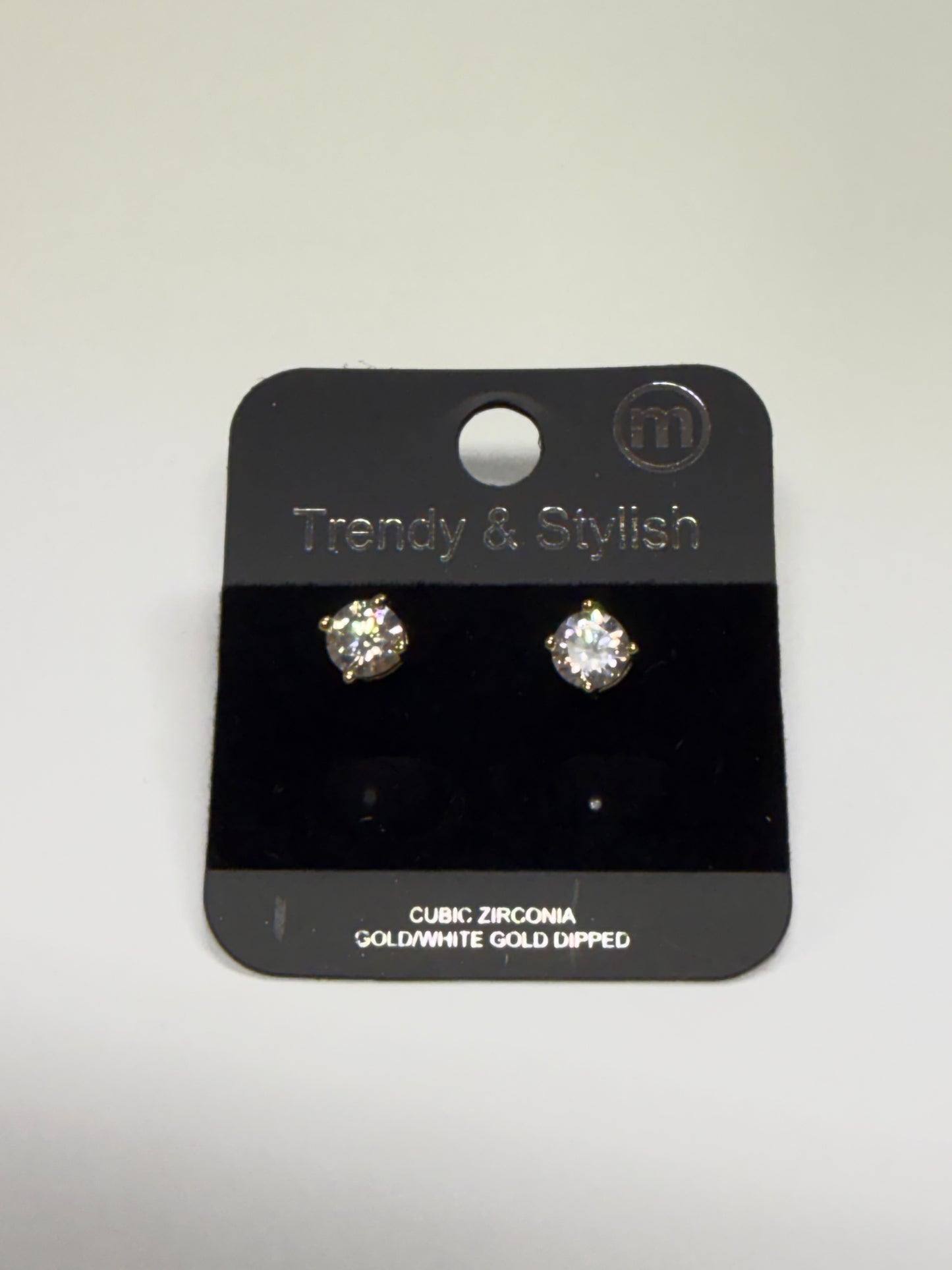 Cubic Zirconia Gold Studs