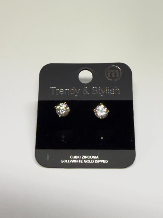 Cubic Zirconia Gold Studs