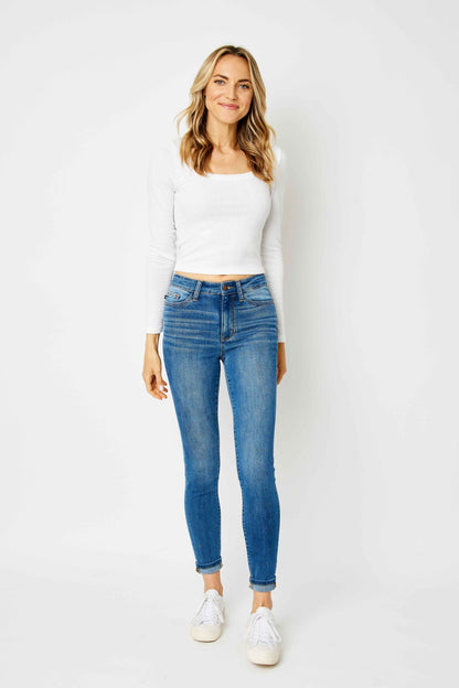 Judy Blue H/W Cuffed Hem Skinny Jean 82449