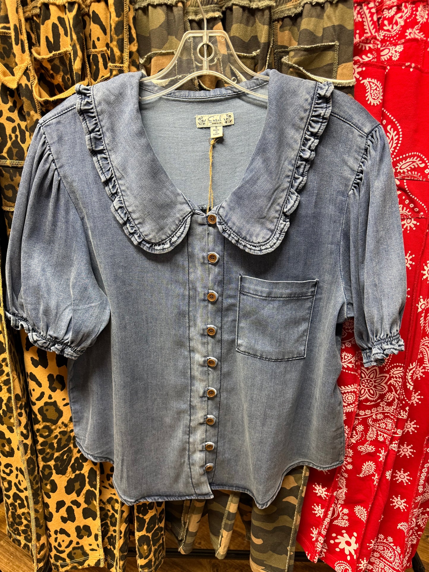 EASEL WASHED DENIM SHORT SLEEVE FALL SHIRT