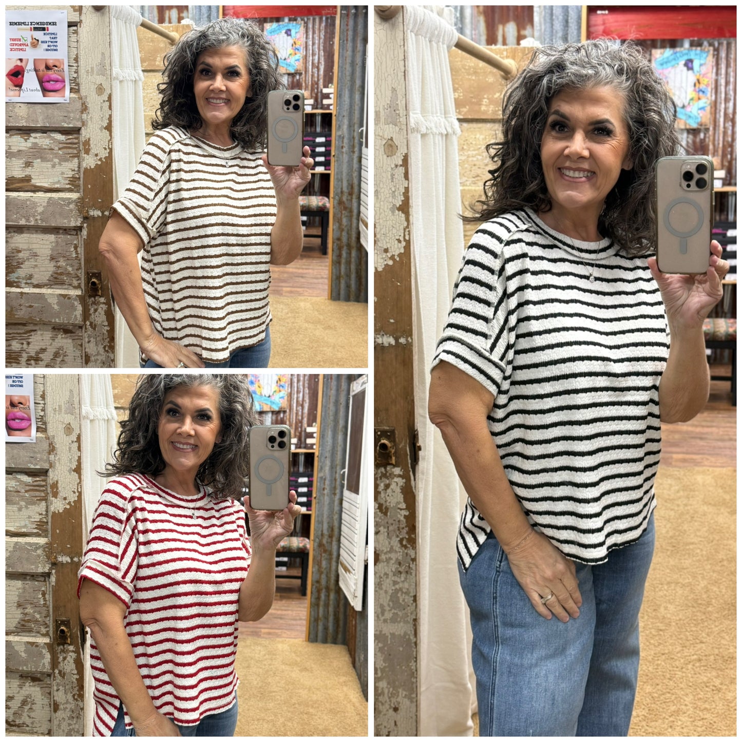 Stripe Jacquard Tops