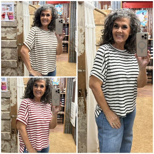 Stripe Jacquard Tops