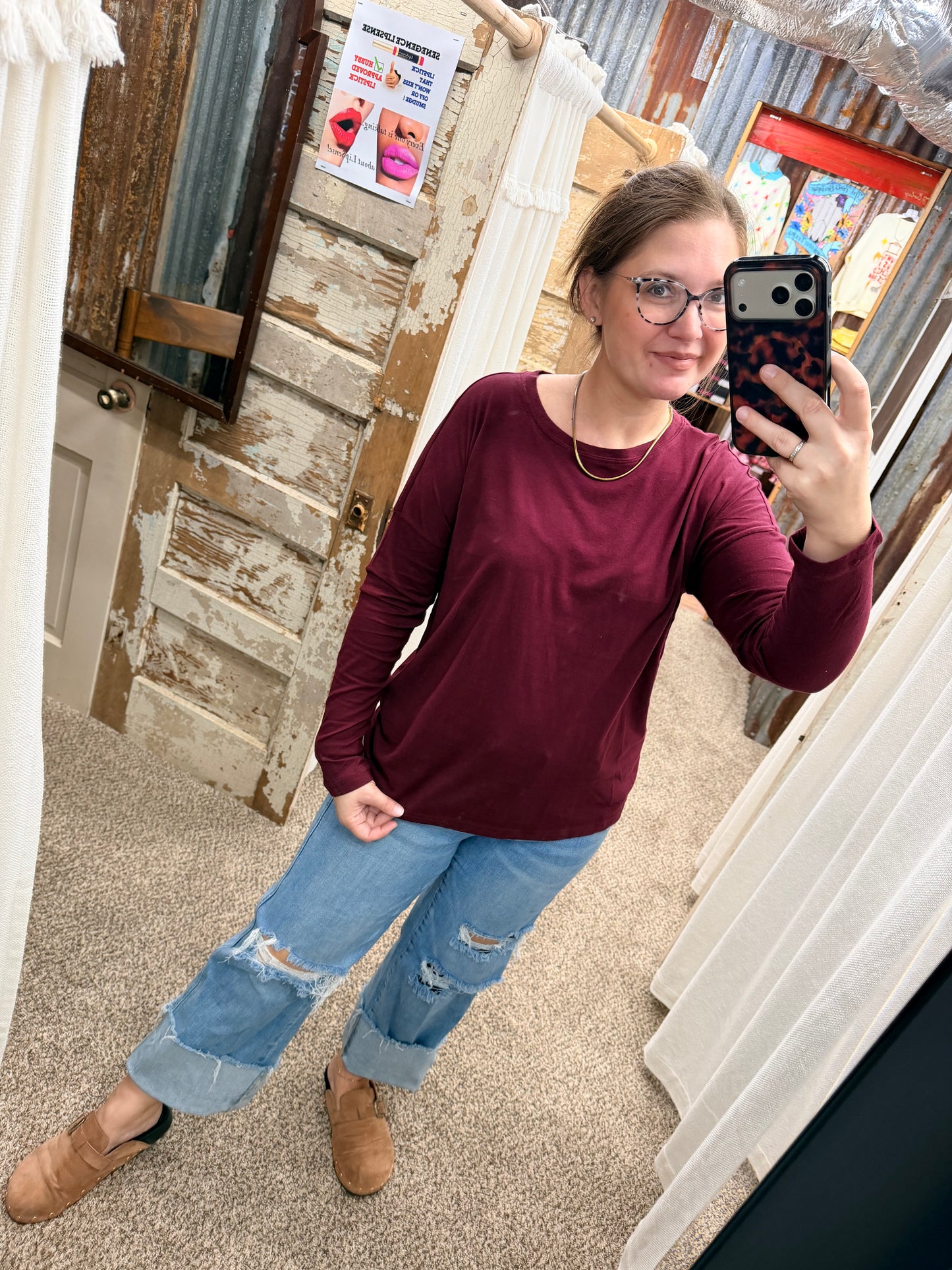 Door Buster Dark Burgundy Lightweight Knit Pullover Sweater
