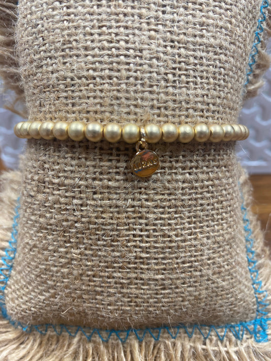 Livingston Bracelet - Gold Matte Beads Elastic Bracelet