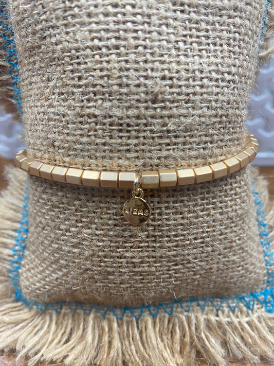 Livingston Bracelet - Gold Hexagon Beads Elastic Bracelet