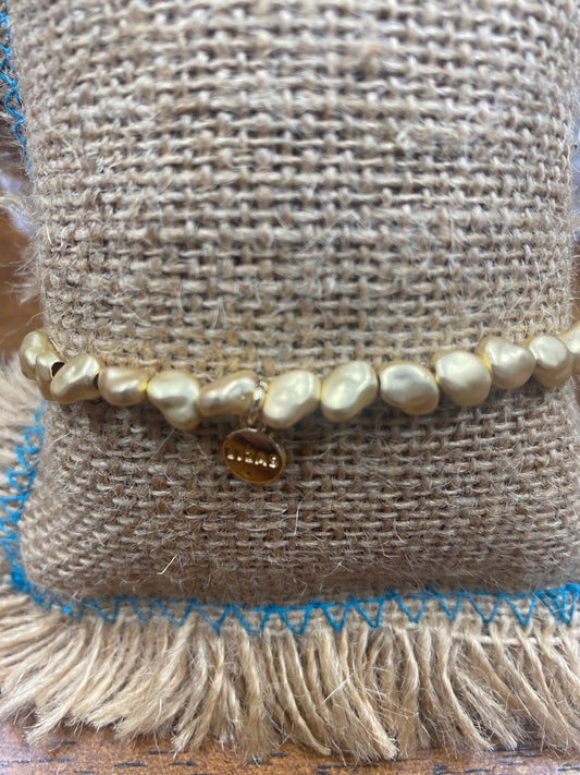 Livingston Bracelet - Gold Matte Nugget Elastic Bracelet