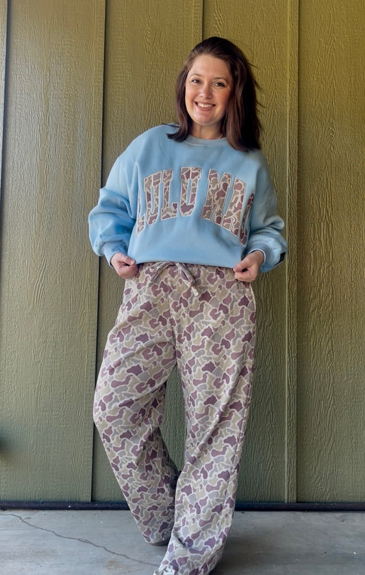 LULU MAC Light Blue Camo Sweatshirt