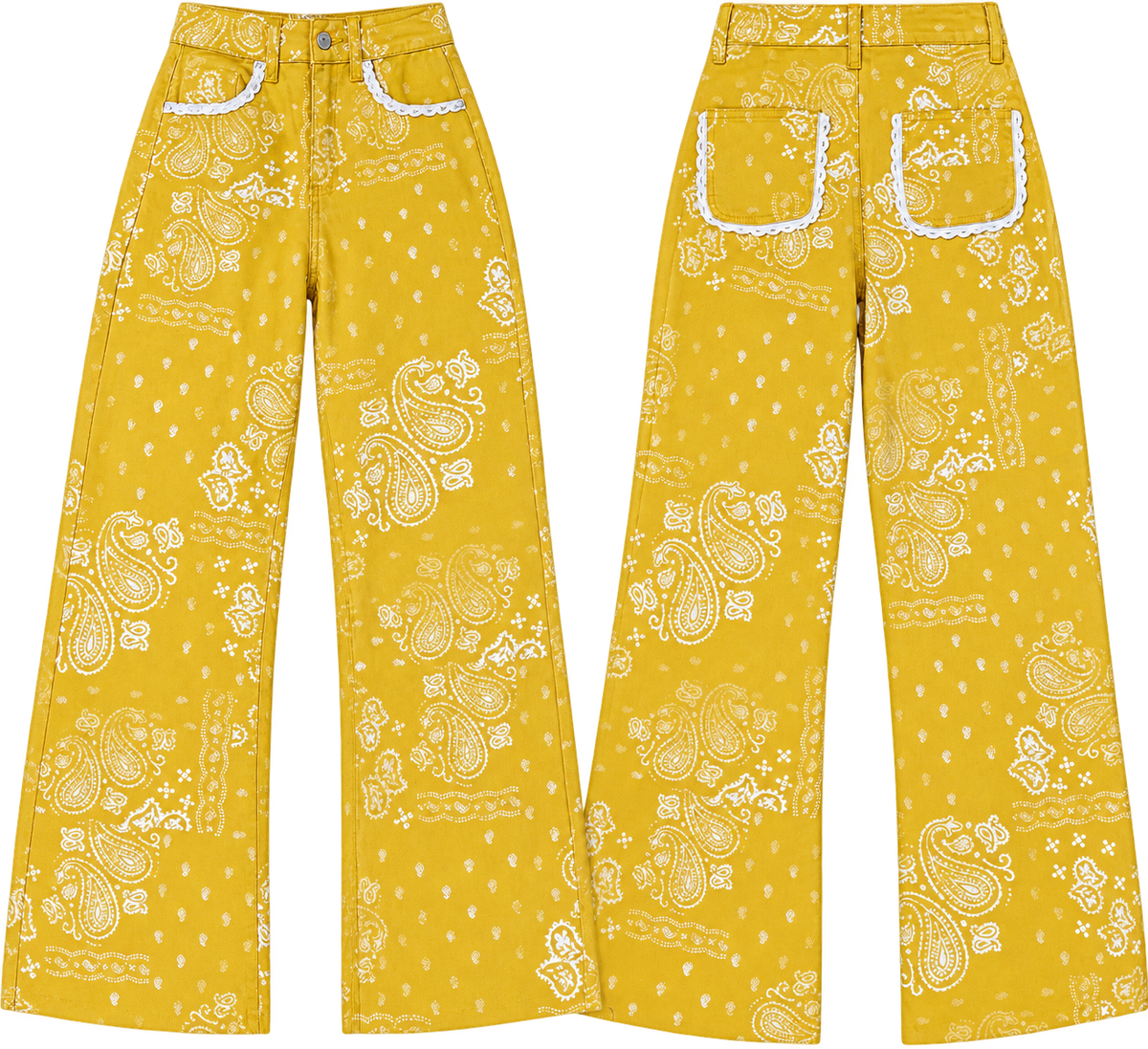 Poppy and Pine Mustard Bandana Fray Hem Denim