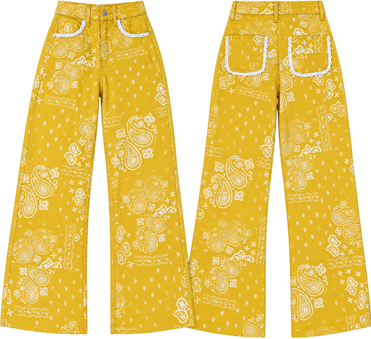 Poppy & Pine Mustard Bandana Frey Hem Denim