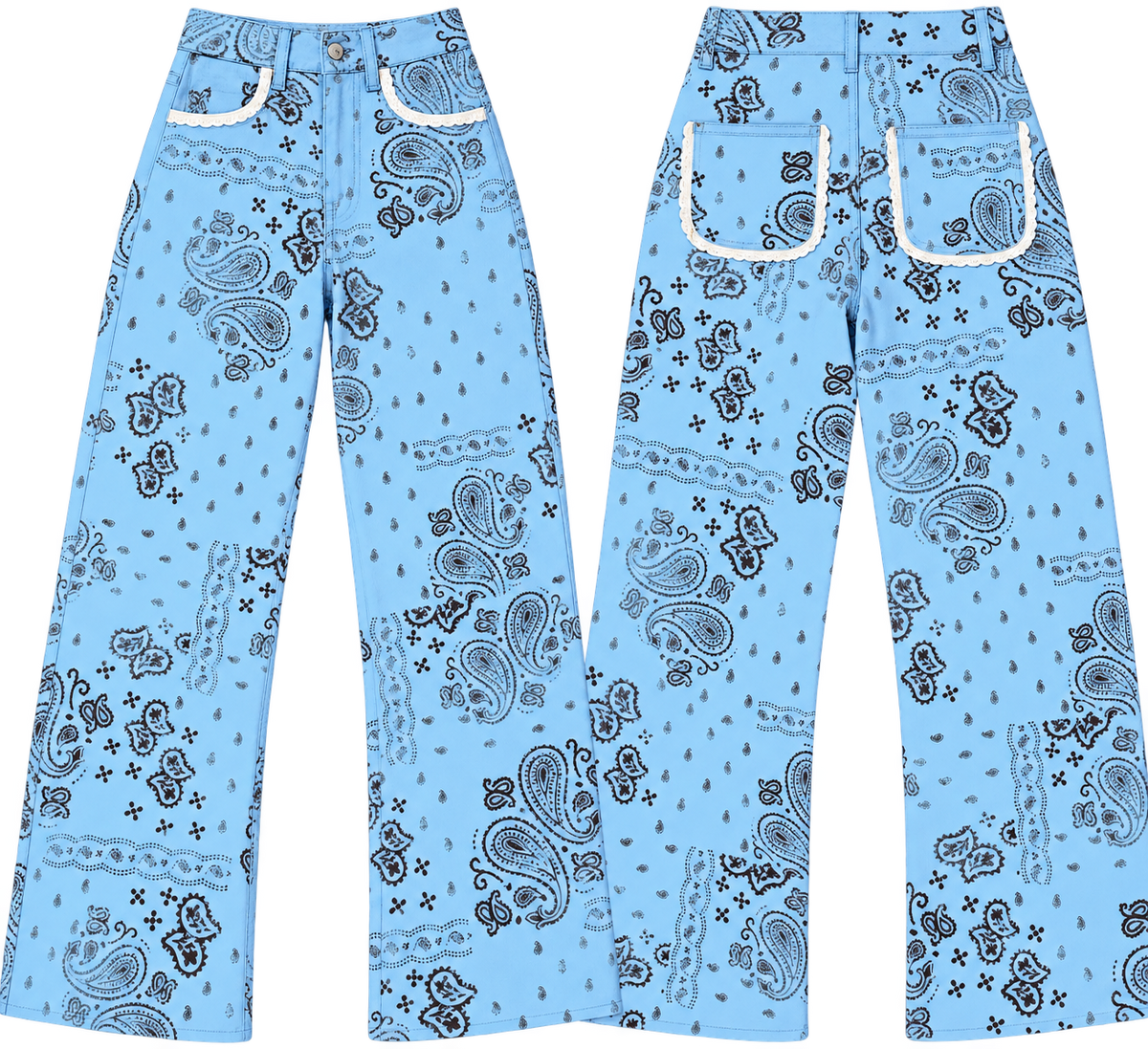 Poppy & Pine Light Blue Bandana Frey Hem Denim