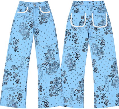 Poppy & Pine Light Blue Bandana Frey Hem Denim