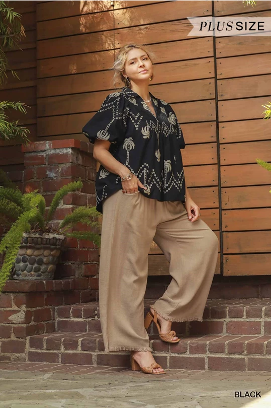Boho-Chic Black Embroidered Blouse