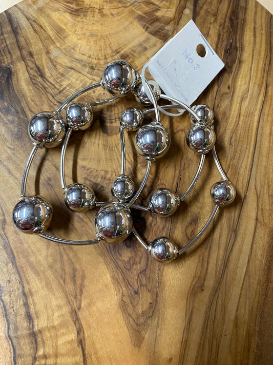 Large Silver Ball 3 pc. Bracelet