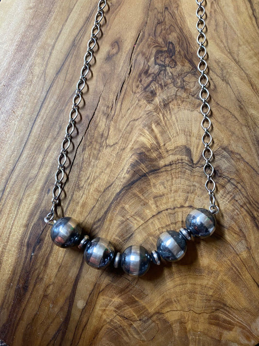 Large Navajo Pearl Bar Necklace