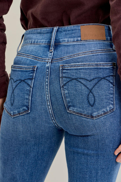 Judy Blue High Waist Bootcut Double Button WB & Fray Hem 82686