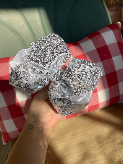 Silver Sequin Bow