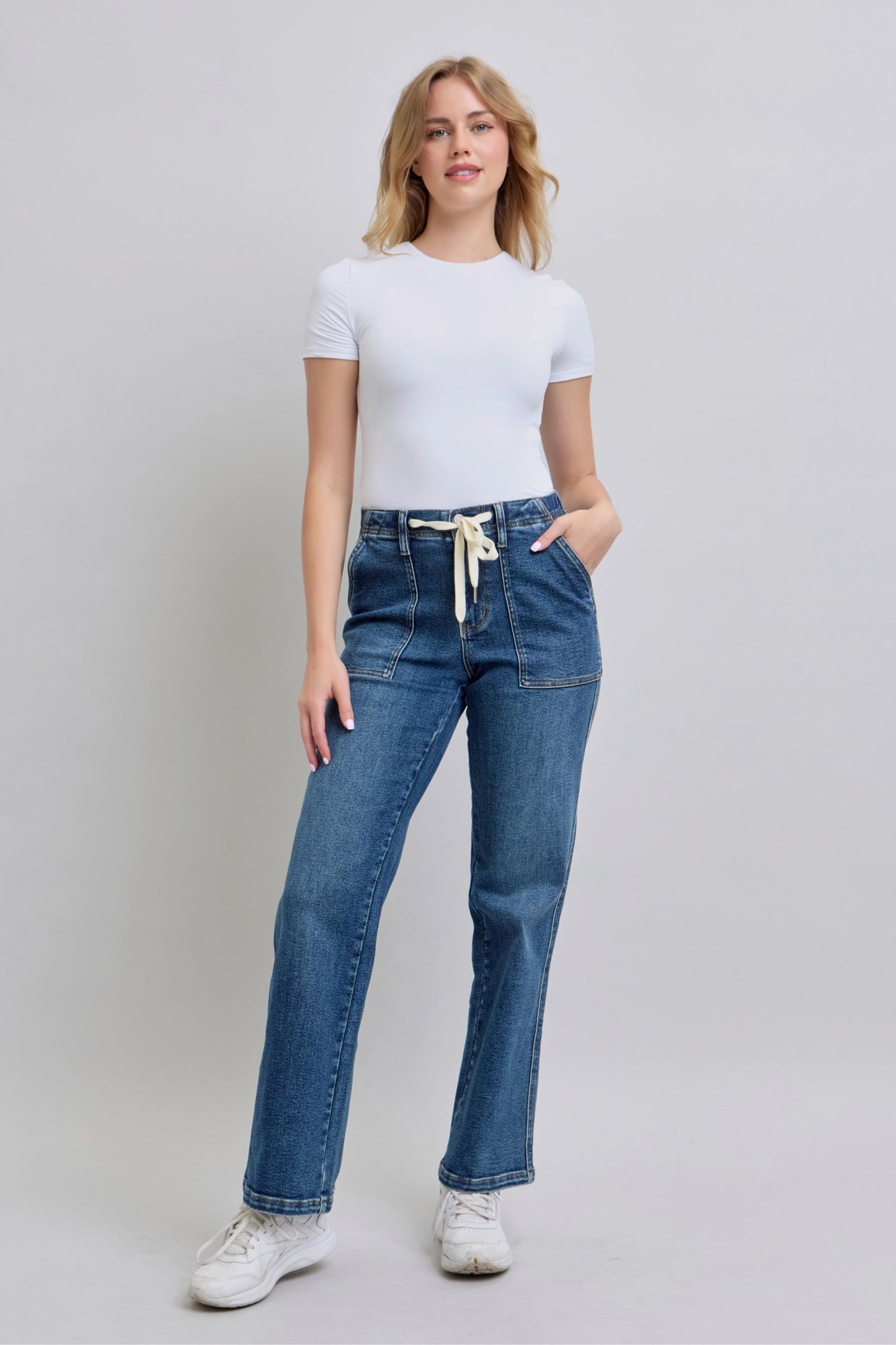 Judy Blue High Waist Drawstring Wide Leg Jeans 88856