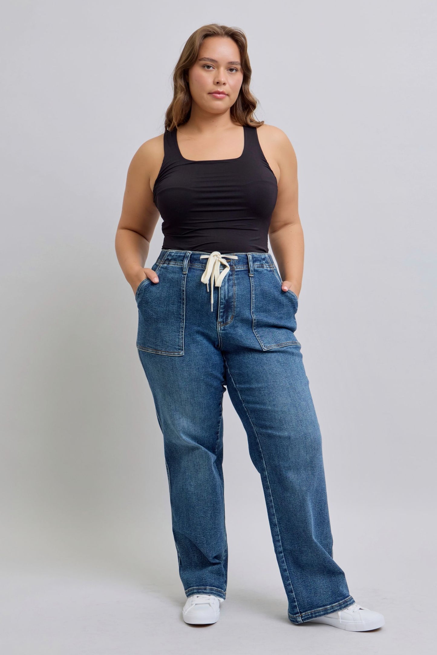 Judy Blue High Waist Drawstring Wide Leg Jeans 88856