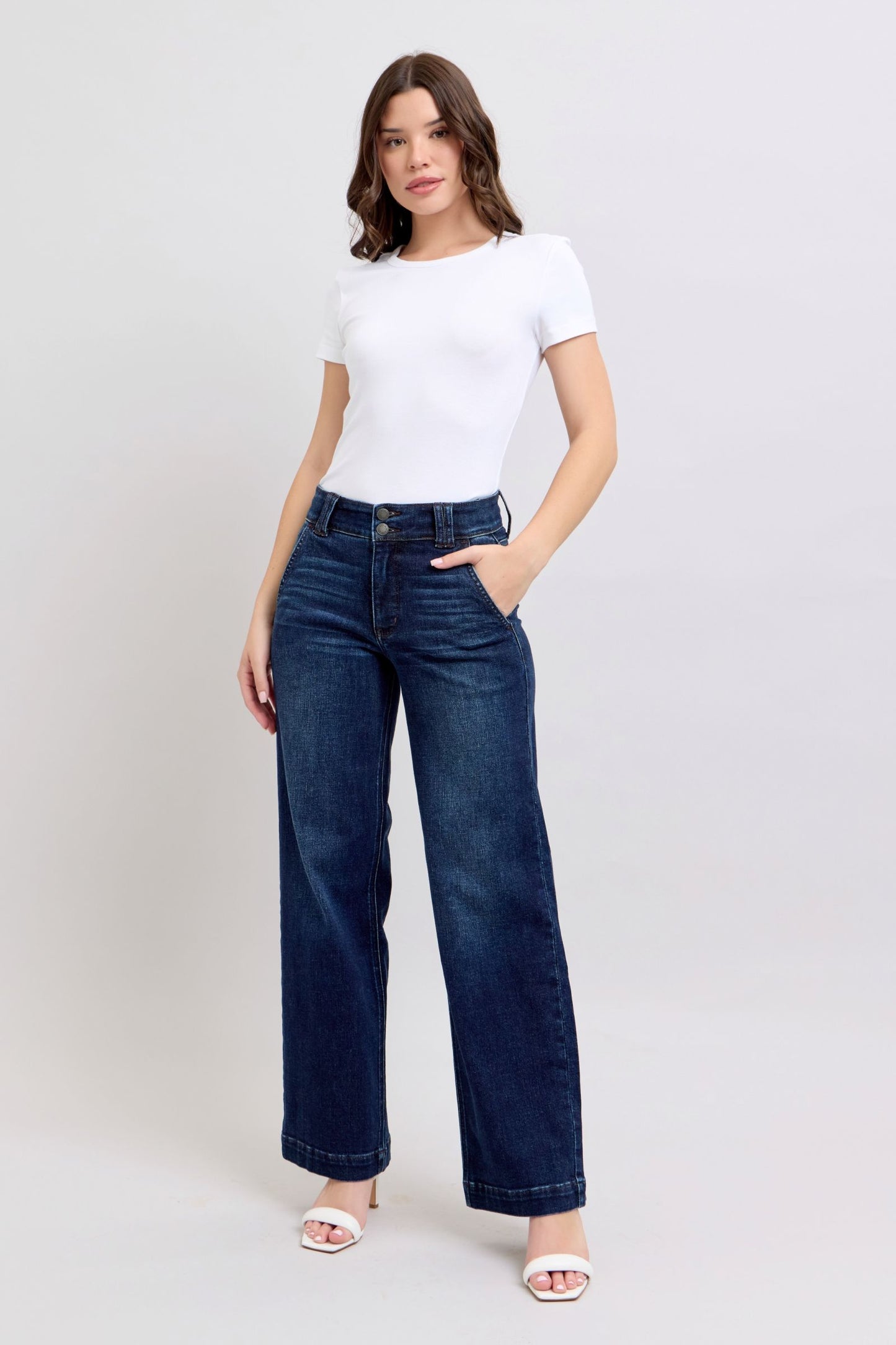 Judy Blue High Waist Wide Leg Trouser Jeans 82642