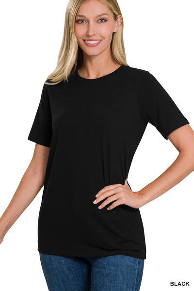 Black Short Sleeve Round Neck Tee