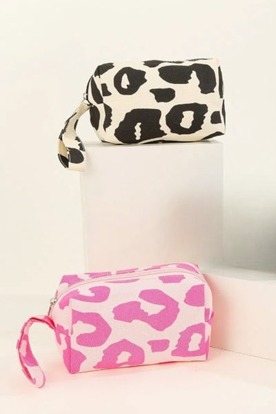 Leopard print cosmetic makeup travel bags