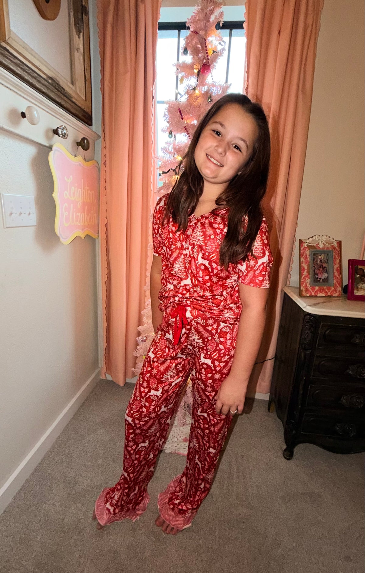 Youth Lily Reindeer Holiday Pajama Set