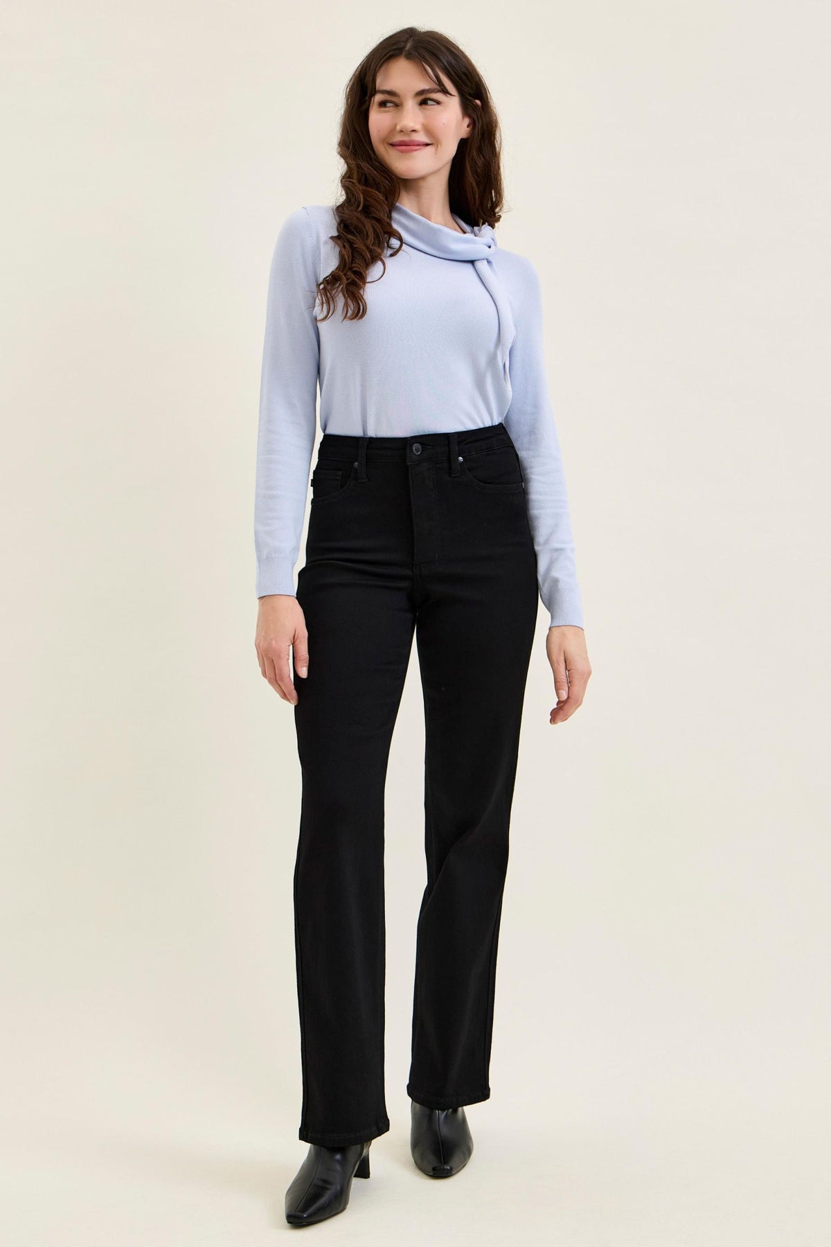 Judy Blue High Waist Tummy Control Kimberly Classic Straight Black Jeans