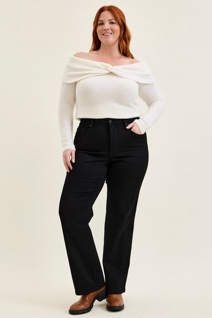 Judy Blue High Waist Tummy Control Kimberly Classic Straight Black Jeans