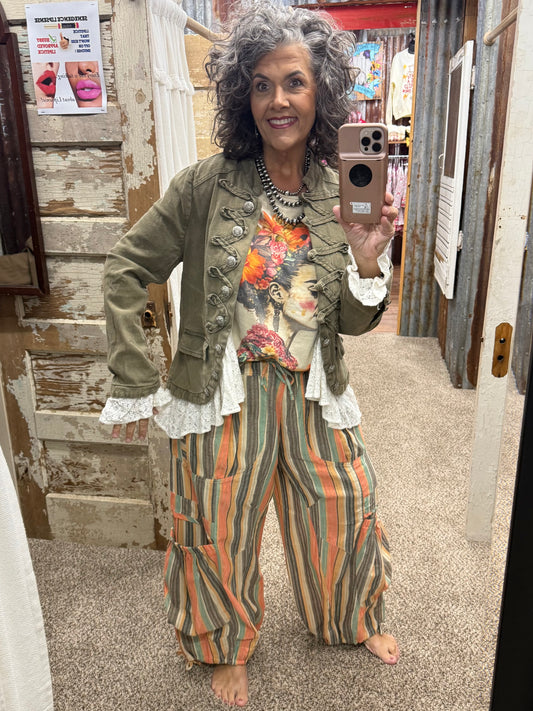 BlueVelvet Military Inspired Jacket - Military