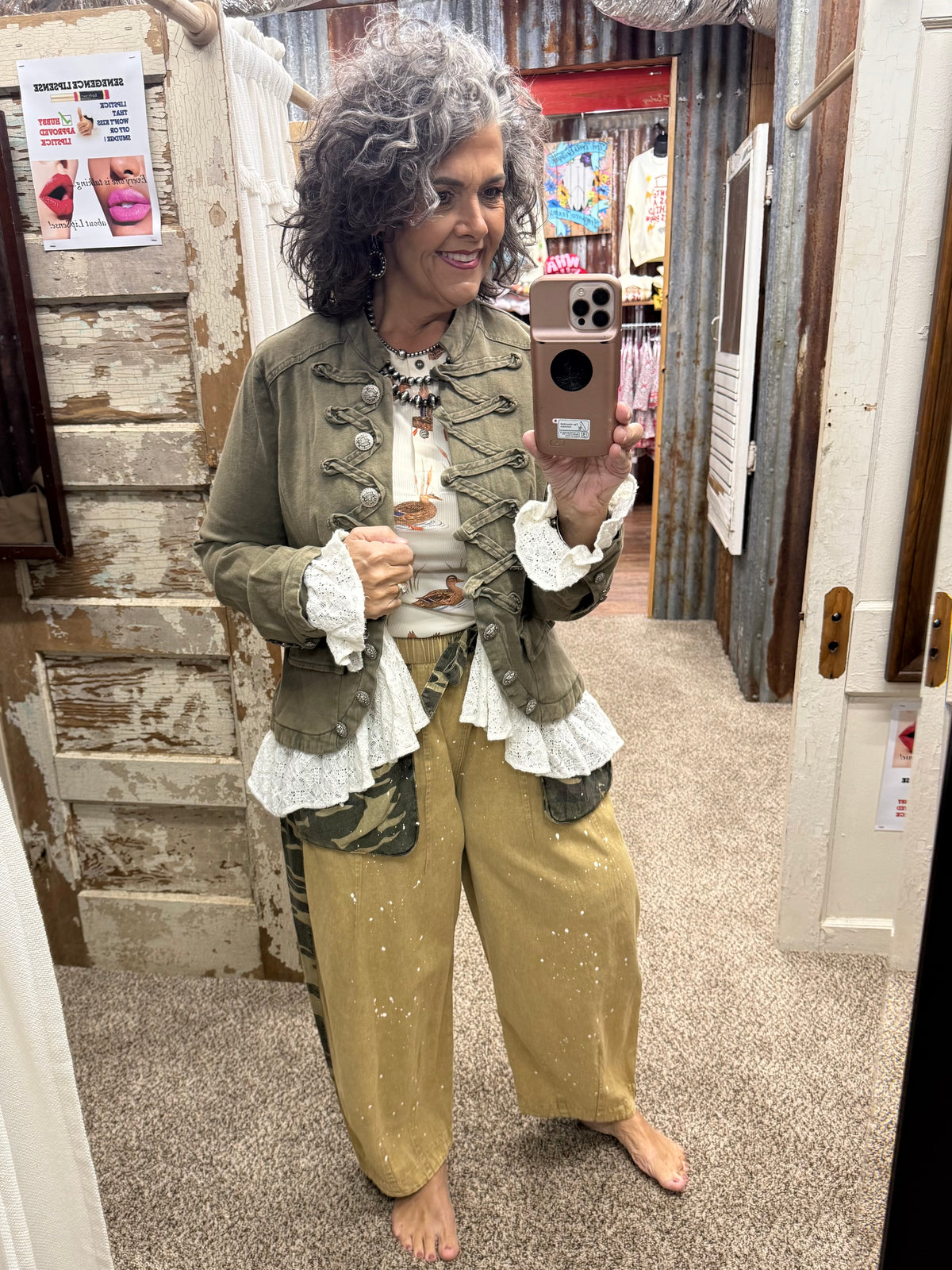 BlueVelvet Military Inspired Jacket - Military